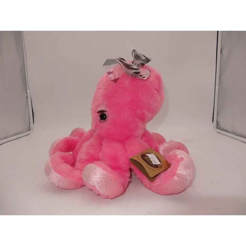 The Petting Zoo Pink Octopus Plush 12 Inch Glitter‎ Eyes Stuffed Animal Toy